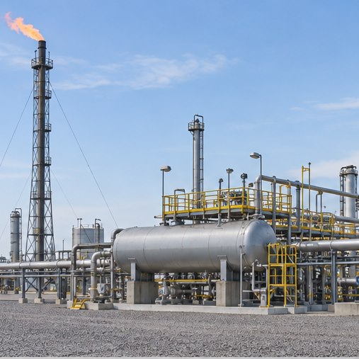 Flare and pressure-relief disposal system with stack and knockout vessel