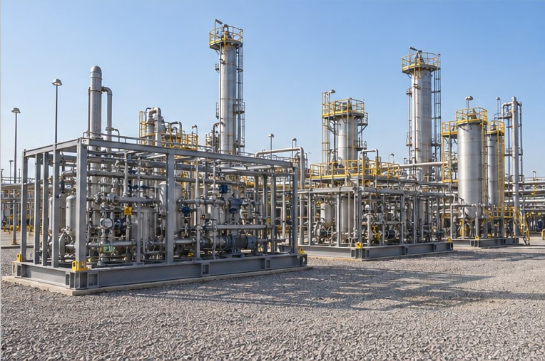 Integrated modular process equipment at an industrial gas facility